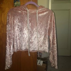Velvet Crop Top Hoodie